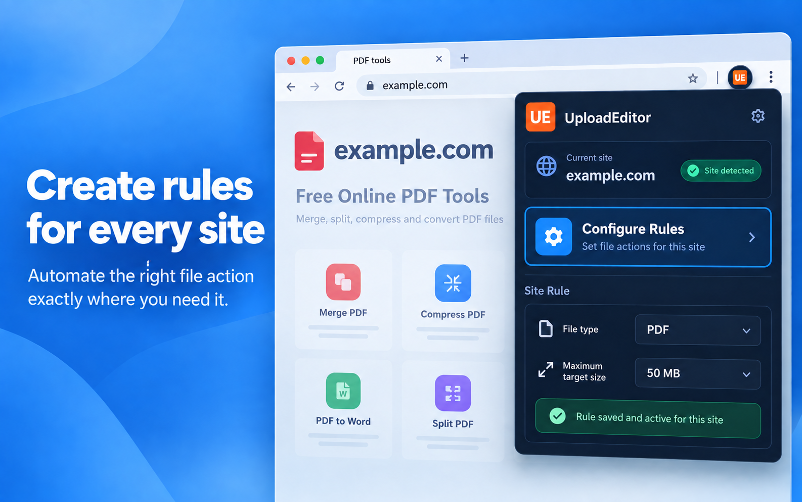 UploadEditor site-specific rule configuration